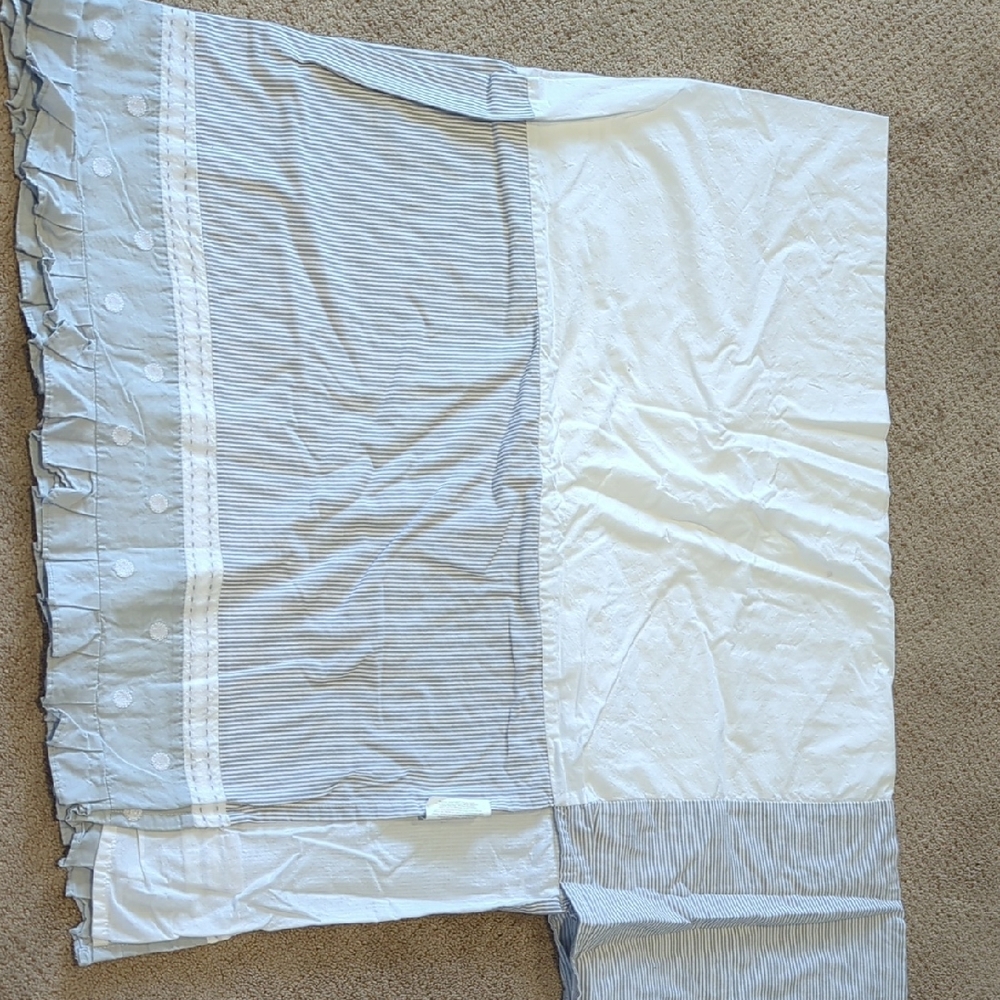 Pottery Barn Kids Grey and White Striped Crib skirt